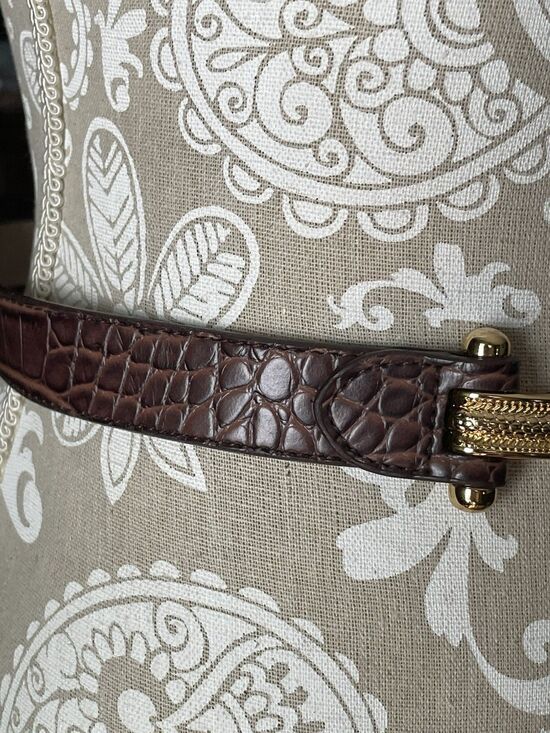 Brown Croc Embossed Leather Belt Gold Buckle Boho Safari Adjustable Size S-L main image 9